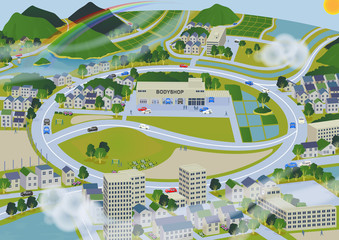 街　鳥瞰図　道路