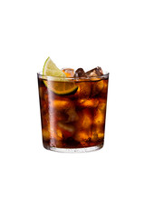 Refreshing Rum and Cola Cocktail on White
