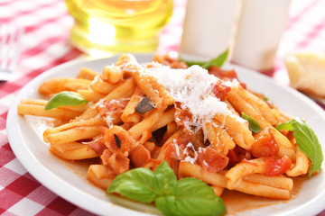 Italian style pasta with tomato sauce