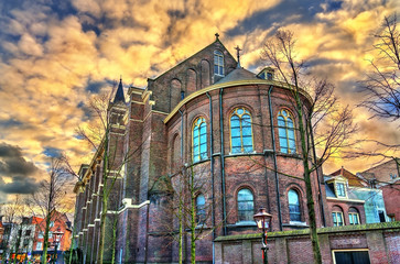Obraz premium Hartebrugkerk church in Leiden, the Netherlands