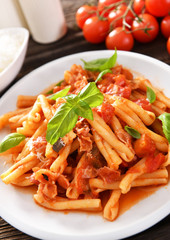Italian style pasta with tomato sauce