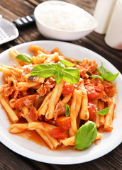 Italian style pasta with tomato sauce