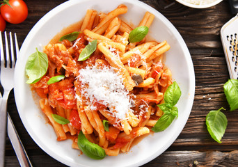 Italian style pasta with tomato sauce