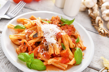Italian style pasta with tomato sauce