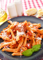 Italian style pasta with tomato sauce
