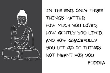 Buddha black and white drawing sketch. Quotes buddhism