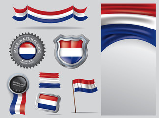  Made in Netherlands seal, Holland flag and color  --Vector Art--