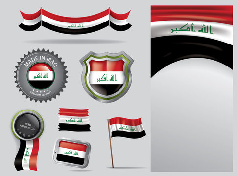  Made in Iraq seal, Iraqi flag and color  --Vector Art--