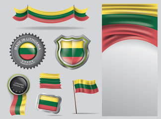  Made in Lithuania seal, Lithuanian flag and color  --Vector Art--