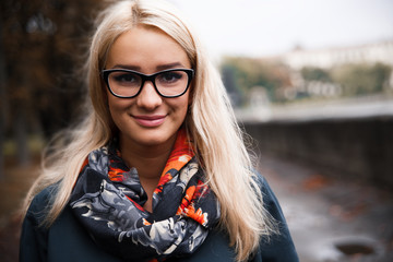 Portrait photos of a girl with glasses