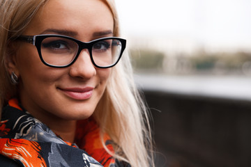 Portrait photos of a girl with glasses