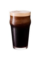 Refreshing Dark Stout Craft Beer on White