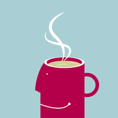 Coffee concept design, coffee cup is a human head shape.