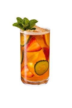 Refreshing Pimms Cup Cocktail on White