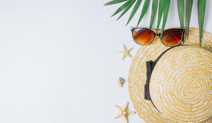 Top view travel or vacation concept. Summer background.