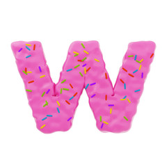 Isolated letter shaped cake with icing and sprinkles on top