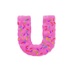 Isolated letter shaped cake with icing and sprinkles on top