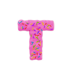 Isolated letter shaped cake with icing and sprinkles on top