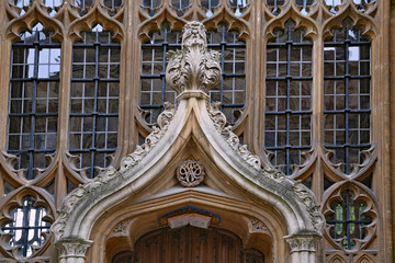 The Divinity School with its delicate stone framed windows dates from the 1400s, but the door was added by Christopher Wren in the 17th century.