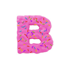Isolated letter shaped cake with icing and sprinkles on top