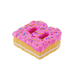 Isolated letter shaped cake with icing and sprinkles on top on isometric view