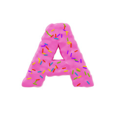 Isolated letter shaped cake with icing and sprinkles on top