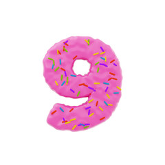 Isolated number shaped cake with icing and sprinkles on top