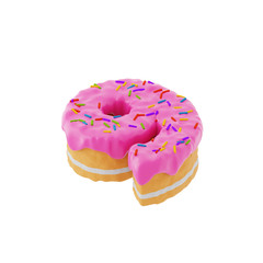 Isolated number shaped cake with icing and sprinkles on top on isometric view