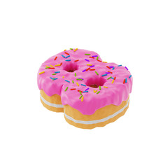 Isolated number shaped cake with icing and sprinkles on top on isometric view