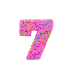 Isolated number shaped cake with icing and sprinkles on top