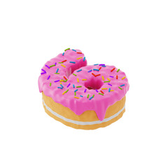 Isolated number shaped cake with icing and sprinkles on top on isometric view