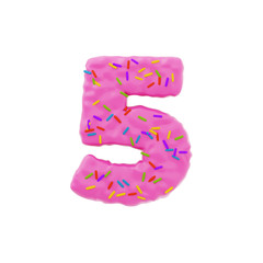 Isolated number shaped cake with icing and sprinkles on top