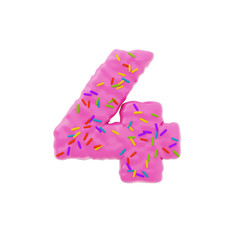 Isolated number shaped cake with icing and sprinkles on top