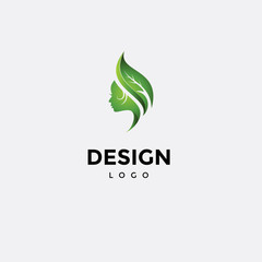 Vector logo design, female icon, and leaf
