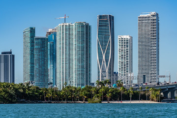 Fototapeta na wymiar Downtown Miami from the Ocean