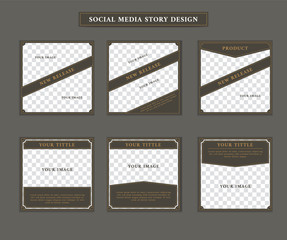 Social media post template in vintage retro artdeco victorian style theme with paragraph and issue title text set - obrazy, fototapety, plakaty