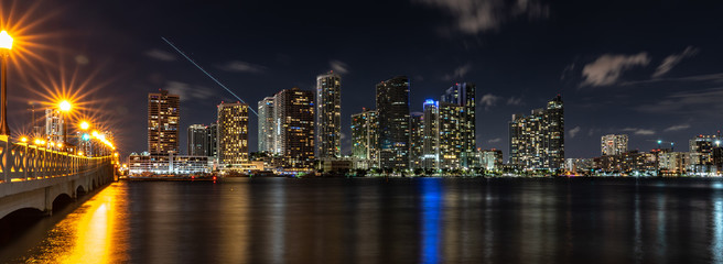 Fototapeta na wymiar Downtown Miami Night Cityscape