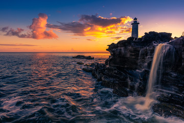 Lighthouse and Waterfall