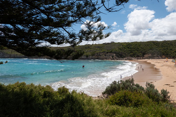 Port Campbell beach view with cloudy sky. VIC, Australia.
