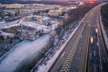 Aerial of Highway Traffic 