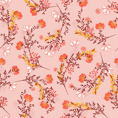 Fototapeta na wymiar Sweet mood and tone Seamless pattern ,blooming garden flowers in delicate botanical vector design for fashion,fabric,wallpaper and all prints