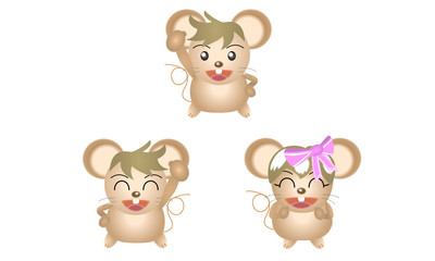 ねずみ・ポーズセット（年賀状など）