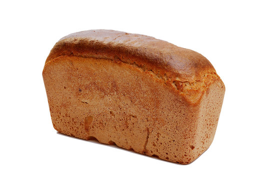 loaf of rye bread isolated on white background