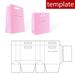 Retail Paper Bag with Blueprint Template.