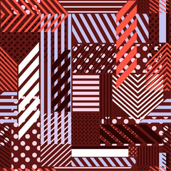 Trendy polka dots,stripe,line,pattern mix in modern style seamless pattern vector design for fashion,fabric,wallpaper and all prints