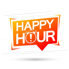 Happy Hour, speech bubble, banner design template, sale tag, vector illustration