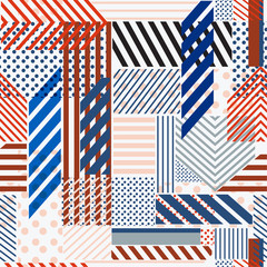 Fototapeta premium Pattern mix of polka dots,stripe,line in modern style seamless pattern vector design for fashion,fabric,wallpaper and all prints