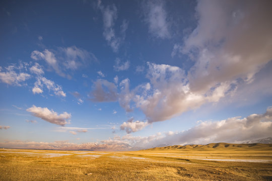 Desert Dune cliff sand landscape with clean blue sky. Minimal Desert  natural background. Scene of Dry land Sand, dusty road without the end  point, with Generative Ai. 27955931 Stock Photo at Vecteezy