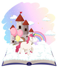 Unicorn castle on open book
