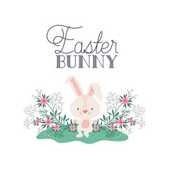 easter bunny label isolated icon